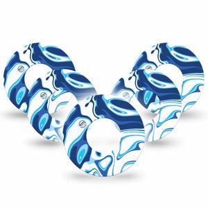 ExpressionMed Blue Marble Libre Tape 5-Pack Calming Color Swirls, Adhesive Patch Design, Abbott Lingo