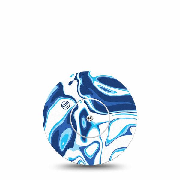 ExpressionMed Blue Marble Libre Tape Single Sticker and Tape, Vibrant Patterns, CGM Fixing Ring Patch Design, Abbott Lingo