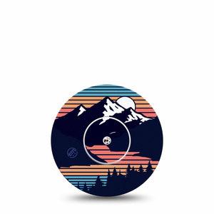 ExpressionMed Retro Mountain Libre Tape, Single Sticker and Tape, Landscape Outrun, CGM Plaster Patch Design, Abbott Lingo