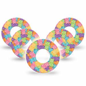 ExpressionMed Gummy Bears Libre Tape 5-Pack Multicolored Candies, CGM Overlay Patch Design, Abbott Lingo