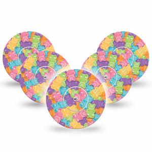ExpressionMed Gummy Bears Libre Tape 5-Pack Stickers and Tapes, Multicolored Candies, CGM Overlay Patch Design, Abbott Lingo