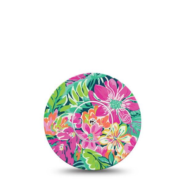 ExpressionMed Tropic Burst Libre Tape, Single Tape and Single Sticker, Pastel Flowerets, CGM Adhesive Patch Design, Abbott Lingo