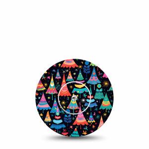 ExpressionMed Bright Trees Libre Tape, Single Tape and Single Sticker, Shining Colorful Trees, CGM Fixing Ring Patch Design, Abbott Lingo