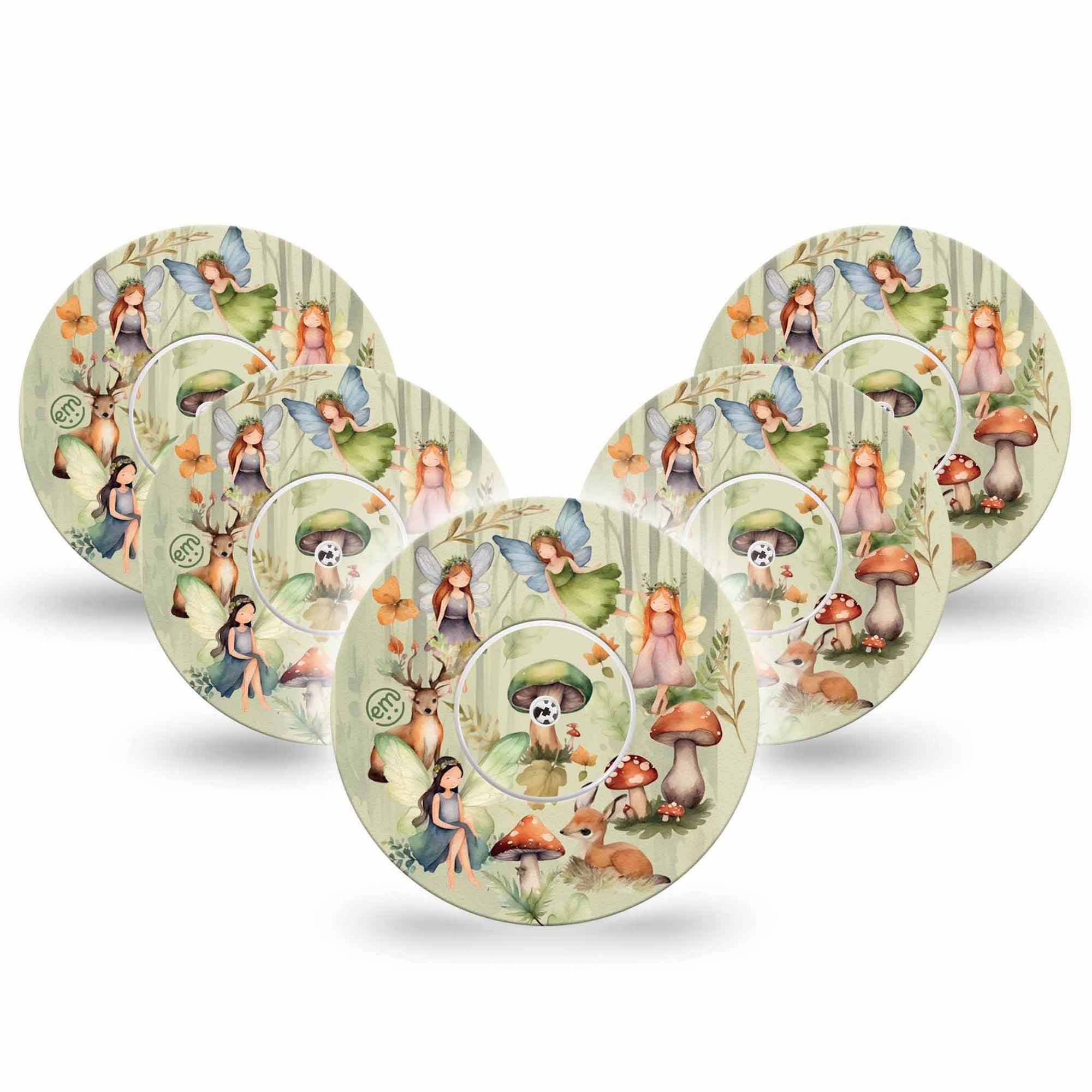 ExpressionMed Woodland Fairies Freestyle Libre, 5-Pack Tape and 5-Pack Sticker, Wood Sprite Design, Continuous Glucose Monitor, Overlay Tape Design, Abbott Lingo