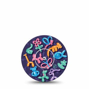 ExpressionMed Balloon Animals Freestyle Libre, Single Tape and Single Sticker, Balloon Art, CGM Fixing Ring Patch Design, Abbott Lingo