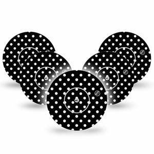ExpressionMed Black and White Polka Dots Freestyle Libre, 5-Pack Tape and 5-Pack Sticker, Classic Polka Dot Pattern, CGM Overlay Patch Design, Abbott Lingo