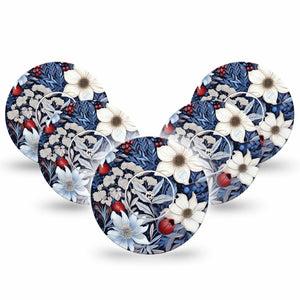 ExpressionMed Winter Floral Freestyle Libre Tape, 5-Pack Tape and 5-Pack Sticker, Cool Tond Florals, CGM Plaster Design, Abbott Lingo