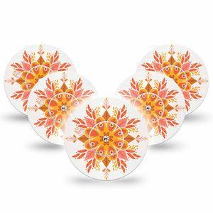 ExpressionMed Psychedelic Mandala Freestyle Libre 5-Pack Tape and 5-Pack Sticker, Cat Coq Design, Continuous Glucose Monitor, Fixing Ring Tape Design, Abbott Lingo