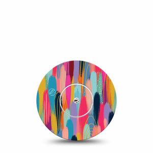 ExpressionMed Brush Strokes Freestyle Libre Single Modern Abstract art by Etta Vee Fixing Ring Tape Continuous Glucose Monitor Design, Abbott Lingo with center sticker