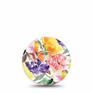 ExpressionMed Floral Art Freestyle Libre Single bloom texture Fixing Ring Tape Continuous Glucose Monitor Design, Abbott Lingo with center sticker