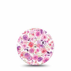 ExpressionMed Romantic Blooms Freestyle Libre 2 Single Tape and Single Sticker Garden Inspired Fixing Ring Tape Continuous Glucose Monitor Design, Abbott Lingo
