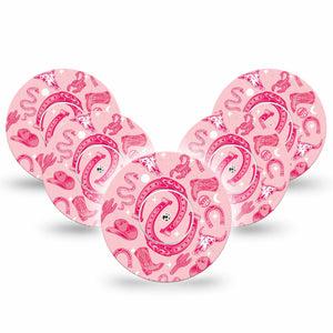 ExpressionMed Western Party Freestyle Libre 5-Pack rattlesnake themed Fixing Ring Tape Continuous Glucose Monitor Design, Abbott Lingo with center stickers