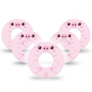 ExpressionMed Strawberry Piglet Freestyle Libre and Libre 2 Plus Tape, Abbott Lingo, 5-Pack Tape Piglet Treats Fixing Ring Tape Continuous Glucose Monitor Design