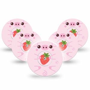 ExpressionMed Strawberry Piglet Freestyle Libre and Libre 2 Plus Tape, Abbott Lingo, 5-Pack Tape and 5-Pack Sticker Piglet Treats Fixing Ring Tape Continuous Glucose Monitor Design