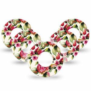 ExpressionMed Floral Romance Libre Tape 5-Pack Pink Floral Artwork, CGM Plaster Patch Design, Abbott Lingo