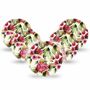 ExpressionMed Floral Romance Libre Tape 5-Pack Stickers and Tapes, Pink Floral Artwork, CGM Plaster Patch Design, Abbott Lingo