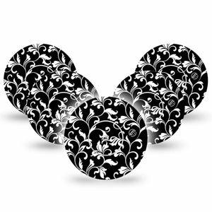 ExpressionMed Fleur de lis Freestyle Libre 2, Abbot Lingo, Tape 5-Pack Sticker and Tape goth flower stems Fixing Ring Tape Continuous Glucose Monitor Design