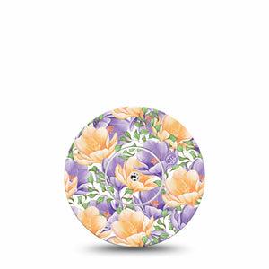 ExpressionMed Crocus Flowers Freestyle Libre Single spring crocus Fixing Ring Tape Continuous Glucose Monitor Design, Abbott Lingo with center sticker