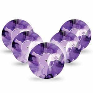 ExpressionMed Purple Storm Freestyle Libre Tape, Abbott Lingo, 5-Pack Sticker and Tape purple like smoke Fixing Ring Tape Continuous Glucose Monitor Design