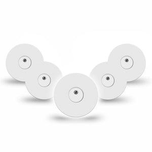 ExpressionMed White Libre 3 Tape, 5-Pack, Plain White Themed, CGM Patch Design with Center Stickers