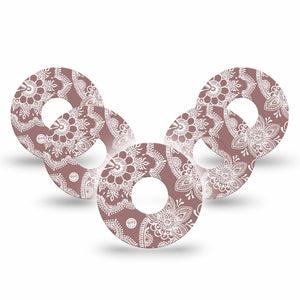 ExpressionMed Henna Libre 3 Tape, 5-Pack, White Floral Art Inspired, CGM Overlay Patch Design