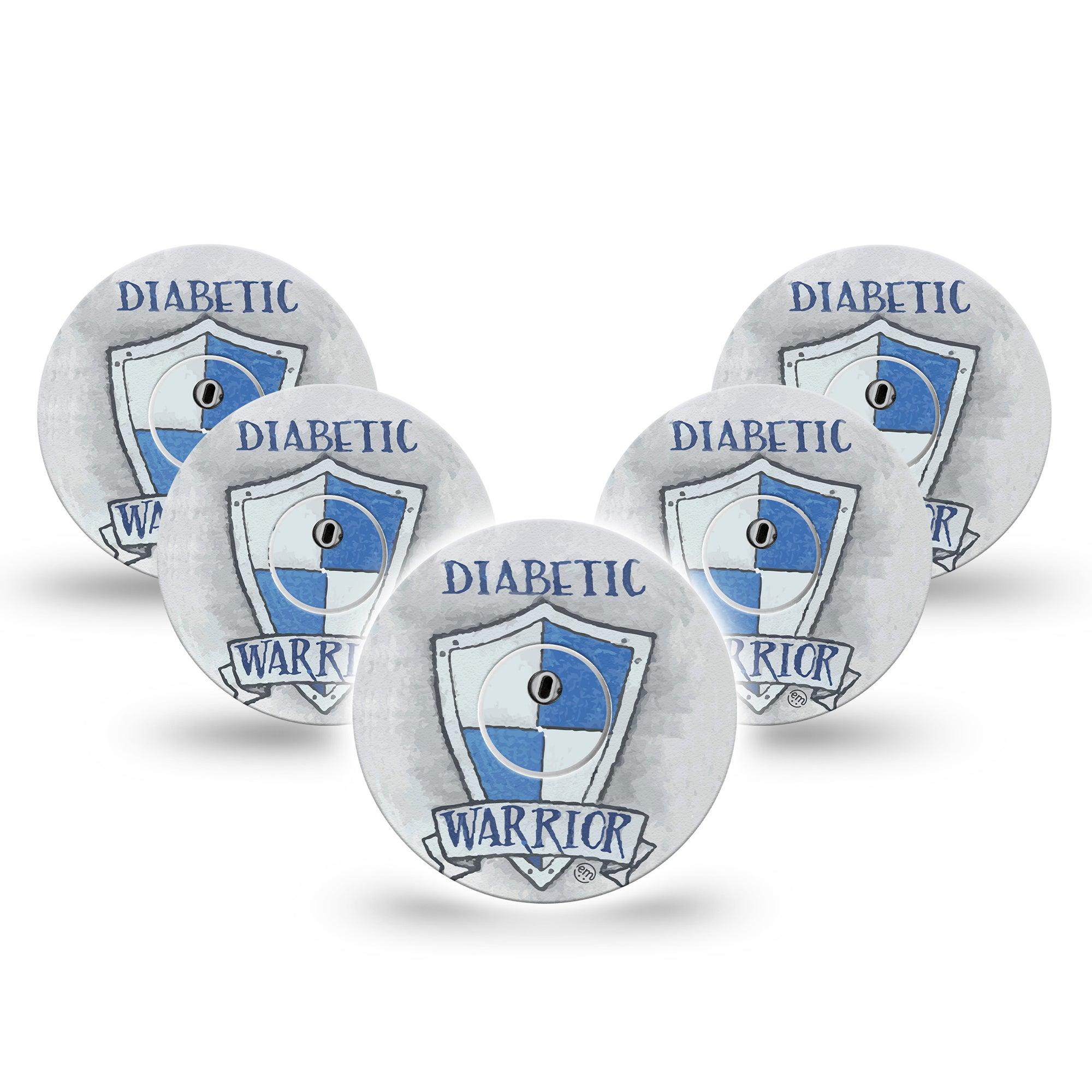 ExpressionMed Diabetic Warrior Freestyle Libre 3 and Libre 3 Plus Tape, 5-Pack Tape and 5-Pack Sticker Health Warrior, Adhesive Tape Continuous Glucose Monitor Design