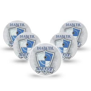 ExpressionMed Diabetic Warrior Freestyle Libre 3 and Libre 3 Plus Tape, 5-Pack Tape and 5-Pack Sticker Health Warrior, Adhesive Tape Continuous Glucose Monitor Design