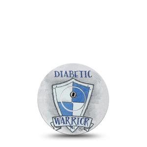 ExpressionMed Diabetic Warrior Libre 3 Transmitter Sticker, Single, Diabetic Shield Themed, Libre 3 Vinyl Center Sticker, With Matching Libre 3 Tape, CGM Plaster Patch Design