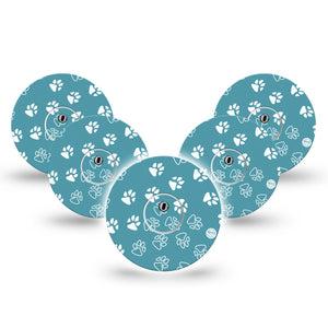 ExpressionMed Pawprint Freestyle Libre 3 and Libre 3 Plus Tape, 5-Pack Tape and 5-Pack Sticker Paw Tracks, Adhesive Tape Continuous Glucose Monitor Design