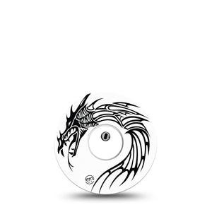 ExpressionMed Dragon Freestyle Libre 3 and Libre 3 Plus Tape Single Tape and Single Sticker Outlined dragon, Adhesive Tape Continuous Glucose Monitor Design