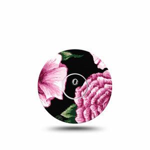 ExpressionMed Intricate Flower Freestyle Libre 3 and Libre 3 Plus Tape Single Tape and Single Sticker Flower close up, Adhesive Tape Continuous Glucose Monitor Design