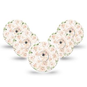 ExpressionMed Wedding Bouquet Freestyle Libre 3 and Libre 3 Plus Tape, 5-Pack Tape and 5-Pack Sticker Romantic Roses, Adhesive Tape Continuous Glucose Monitor Design