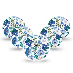 ExpressionMed Blue Anemone Freestyle Libre 3 and Libre 3 Plus Tape, 5-Pack Tape and 5-Pack Sticker  Azure Fantasy, Adhesive Tape Continuous Glucose Monitor Design