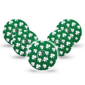 ExpressionMed Shamrock Freestyle Libre 3 and Libre 3 Plus Tape, 5-Pack Tape and 5-Pack Sticker Botanical Leaves, Adhesive Tape Continuous Glucose Monitor Design