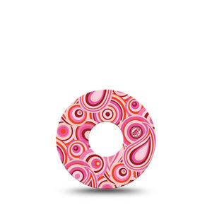 ExpressionMed BB Pink Party Libre 3 Tape, Single, Spiral Patterns Themed, CGM Overlay Patch Design