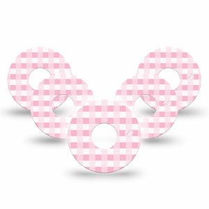 ExpressionMed Pink Gingham Libre 3 Tape, 5-Pack, Pink Tartan Inspired, CGM Overlay Patch Design