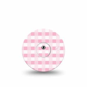 ExpressionMed Pink Gingham Libre 3 Transmitter Sticker, Single, Checkered Pattern Themed, Libre 3 Center Vinyl Sticker, With Matching Libre 3 Tape, CGM Overlay Patch Design
