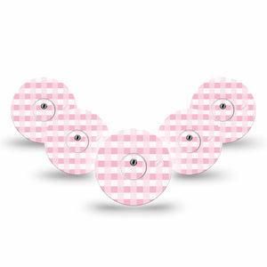 ExpressionMed Pink Gingham Freestyle Libre 3 and Libre 3 Plus Tape, 5-Pack Tape and 5-Pack Sticker Pink Checks, Adhesive Tape Continuous Glucose Monitor Design