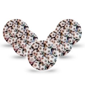 ExpressionMed Soccer Freestyle Libre 3 and Libre 3 Plus Tape, 5-Pack Tape and 5-Pack Sticker Soccer Ball Inspired, Adhesive Tape Continuous Glucose Monitor Design