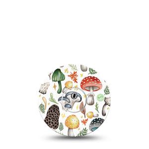 ExpressionMed Forest Mushrooms Freestyle Libre 3 and Libre 3 Plus Tape Single Tape and Single Sticker Psychedelic Mushrooms, Adhesive Tape Continuous Glucose Monitor Design