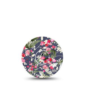 ExpressionMed Denim Flowers Freestyle Libre 3 and Libre 3 Plus Tape Single Tape and Single Sticker White Flowers Overlay Design,  Adhesive Tape Continuous Glucose Monitor Design