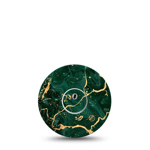 ExpressionMed Green & Gold Marble Libre 3 Tape, Single Tape and Single Sticker Malachite with Gold Stain, CGM Plaster Patch Design