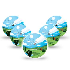 ExpressionMed Golf Freestyle Libre 3 and Libre 3 Plus Tape, 5-Pack Tape and 5-Pack Sticker Golf Competition Themed, Adhesive Tape Continuous Glucose Monitor Design