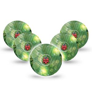 ExpressionMed Dewey Leaf Freestyle Libre 3 and Libre 3 Plus Tape, 5-Pack Tape and 5-Pack Sticker Sunlight and Dew Drops, Adhesive Tape Continuous Glucose Monitor Design