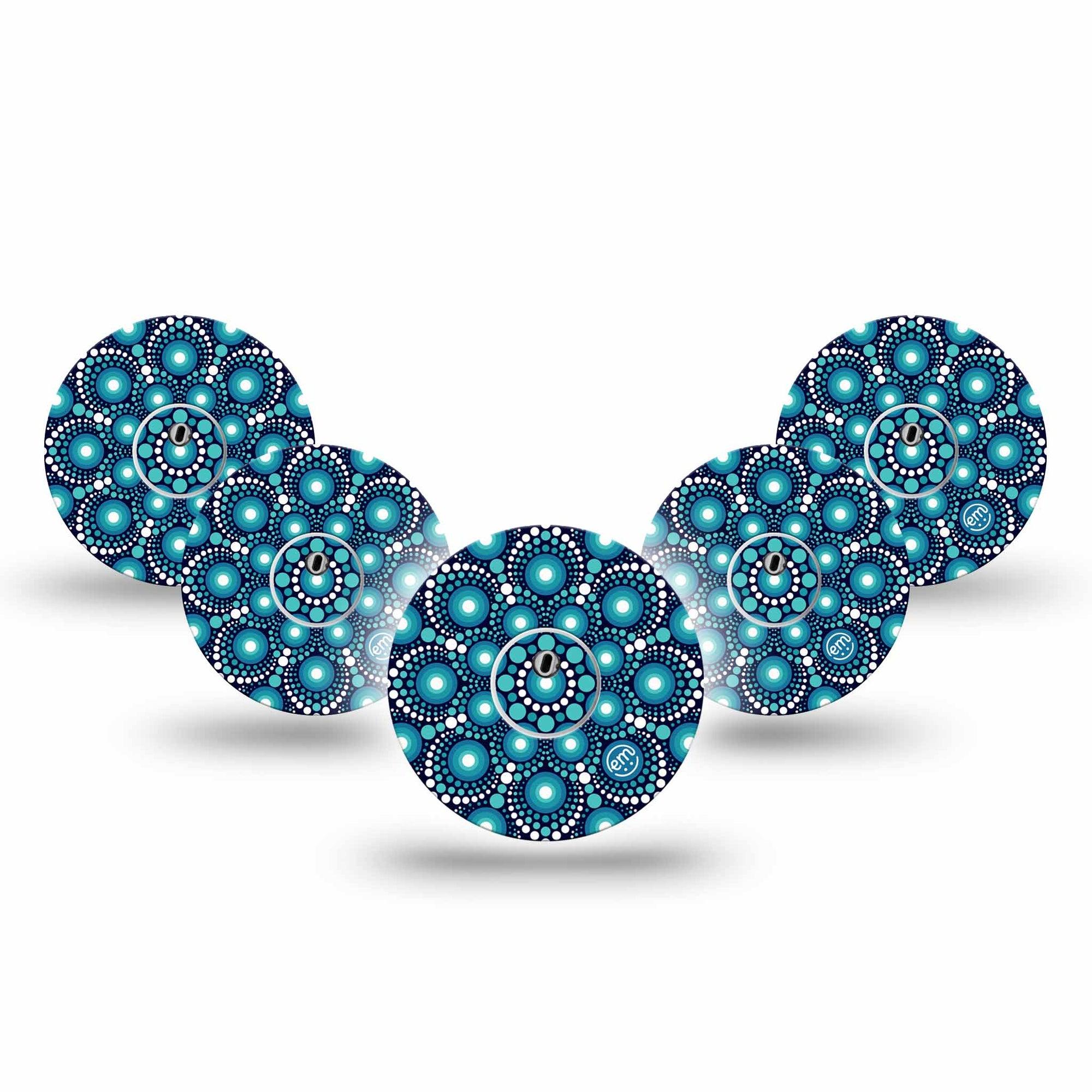 ExpressionMed Dot Art Freestyle Libre 3 and Libre 3 Plus Tape, 5-Pack Tape and 5-Pack Sticker Cool Dots Artwork, Adhesive Tape Continuous Glucose Monitor Design