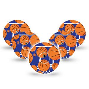 ExpressionMed Basketball Freestyle Libre 3 and Libre 3 Plus Tape, 5-Pack Tape and 5-Pack Sticker Team Sports, Adhesive Tape Continuous Glucose Monitor Design