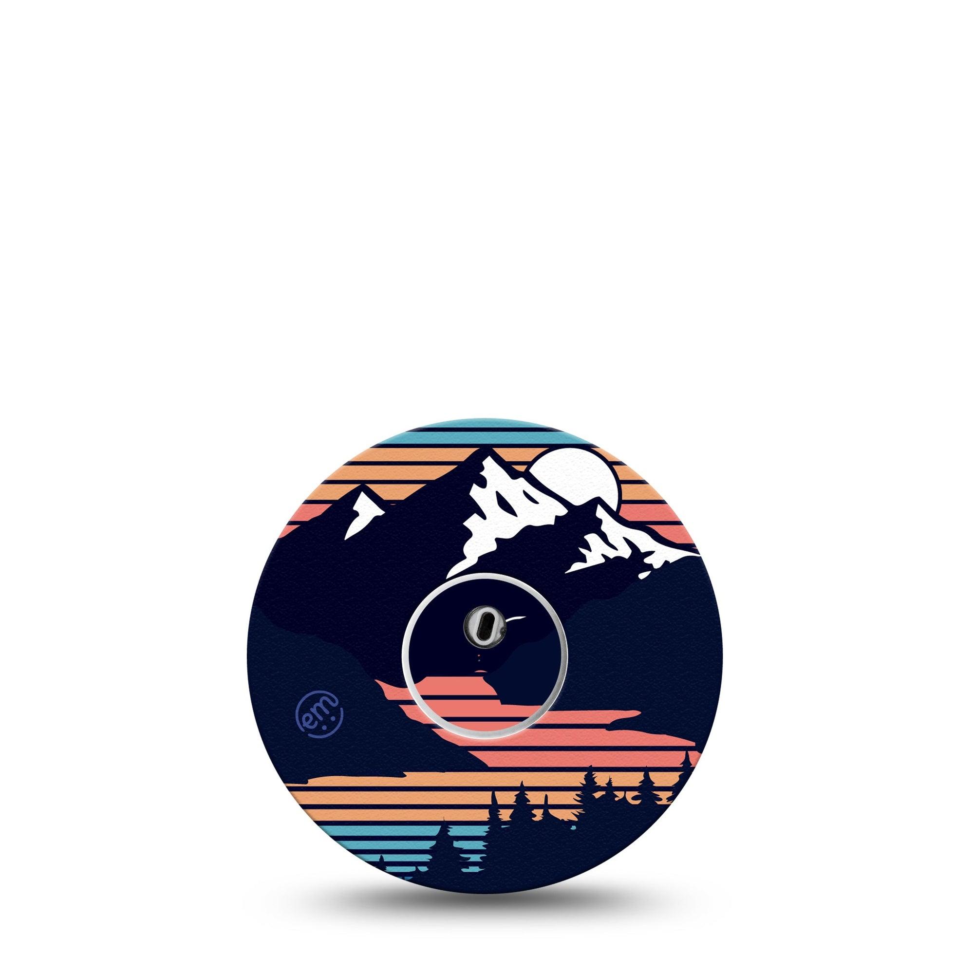 ExpressionMed Retro Mountain Libre 3 Transmitter Sticker Synthwave Nature View, CGM Tape and Sticker Design