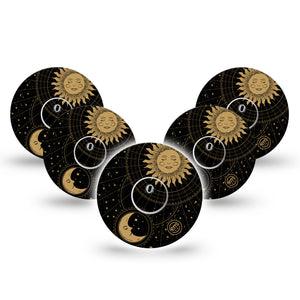 ExpressionMed Cosmic Vibes Freestyle Libre 3 and Libre 3 Plus Tape, 5-Pack Tape and 5-Pack Sticker Heavenly Artwork, Adhesive Tape Continuous Glucose Monitor Design