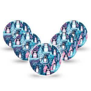 ExpressionMed Penguins Freestyle Libre 3 and Libre 3 Plus Tape, 5-Pack Tape and 5-Pack Sticker Winter Birds, Adhesive Tape Continuous Glucose Monitor Design