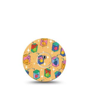 ExpressionMed Juicebox Freestyle Libre 3 and Libre 3 Plus Tape Single Tape and Single Sticker Cute Drink Design, Adhesive Tape Continuous Glucose Monitor Design